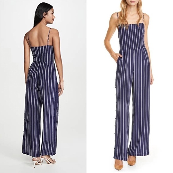 NWT L’AGENCE Silk Stripe Wide Leg Square Neck Sleeveless High Rise Jumpsuit XS - Picture 2 of 12